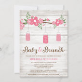 Rustiek Roze Mason Jar Girl Brunch Baby shower Kaart (Voorkant)
