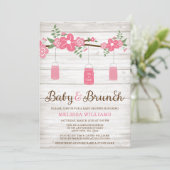 Rustiek Roze Mason Jar Girl Brunch Baby shower Kaart (Staand voorkant)