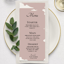 Rustiek Roze Minimal cloud thema baby shower Menu