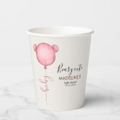 Rustiek Roze Minimalist Beary Leuk Baby shower Papieren Bekers (Achterkant)