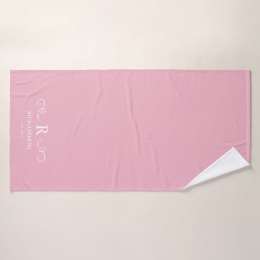 Rustiek Roze Monogram Badhanddoek (Badhanddoek)