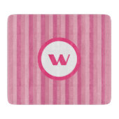 Rustiek Roze Monogram & Strepen Snijplank (Voorkant)