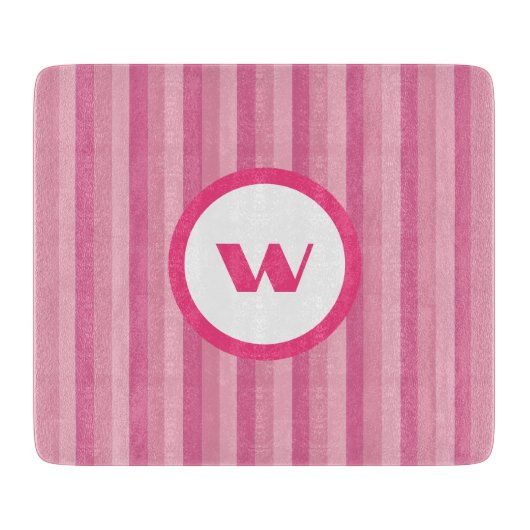 Rustiek Roze Monogram & Strepen Snijplank (Voorkant)