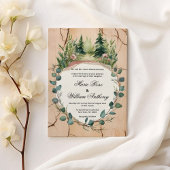 Rustiek roze munt eucalyptus bos bloemen bruiloft kaart