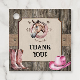 Rustiek Roze Paardrijden Verjaardagsfeest Bedankjes Labels