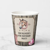 Rustiek Roze Paardrijden Verjaardagsfeest Papieren Bekers (Voorkant)