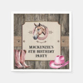 Rustiek Roze Paardrijden Verjaardagsfeest Servet (Voorkant)