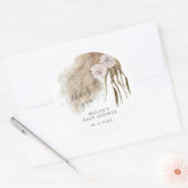 Rustiek Roze Pampas Grass Baby shower Ronde Sticker (Envelop)