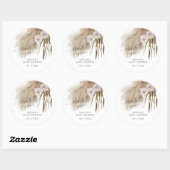 Rustiek Roze Pampas Grass Baby shower Ronde Sticker (Vel)