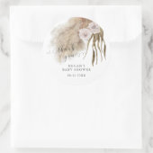 Rustiek Roze Pampas Grass Baby shower Ronde Sticker (Tas)