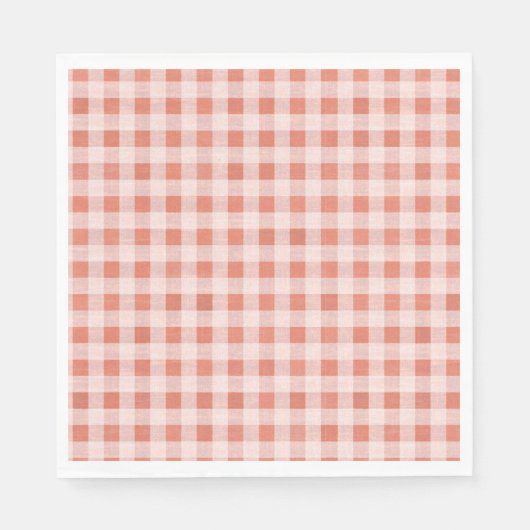 Rustiek Roze Perzik Gingham Patroon Papier servett Servet (Voorkant)