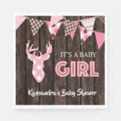 Rustiek Roze Plaid Herten Baby shower Lunch Servet (Voorkant)