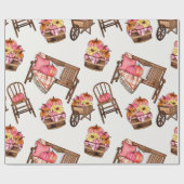Rustiek roze pompoenpatroon cadeaupapier (Vlak)