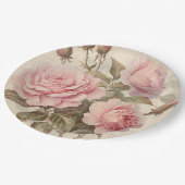 Rustiek Roze Rose Boeket Papieren Bordje (Gekanteld)