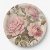 Rustiek Roze Rose Boeket Papieren Bordje (Voorkant)