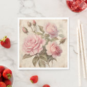 Rustiek Roze Rose Boeket Servet (Insitu)