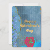Rustiek Roze Rose Valentijnsdag Party Blauw Bloeme Kaart (Achterkant)