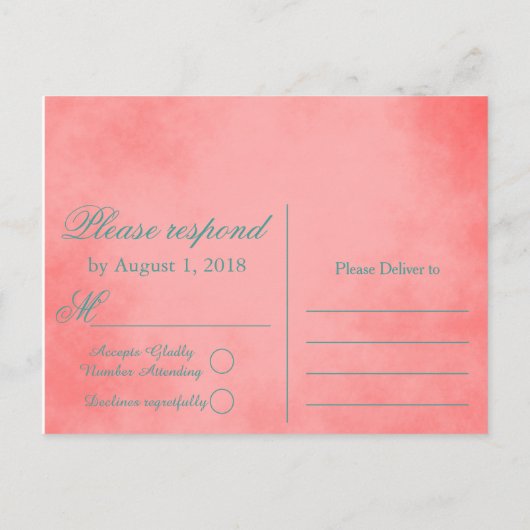Rustiek Roze RSVP Uitnodiging Briefkaart (Achterkant)