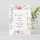 Rustiek Roze & Sage Waterverf Bloemen Bruidsbrunch Kaart (Staand voorkant)