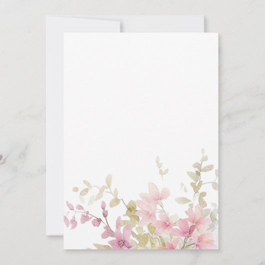 Rustiek Roze & Sage Waterverf Bloemen Bruidsbrunch Kaart (Achterkant)