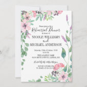 RUSTIEK roze waterverf boeket Repetitie Diner Kaart (Voorkant)