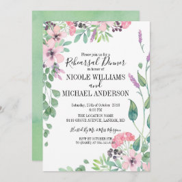 RUSTIEK roze waterverf boeket Repetitie Diner Kaart