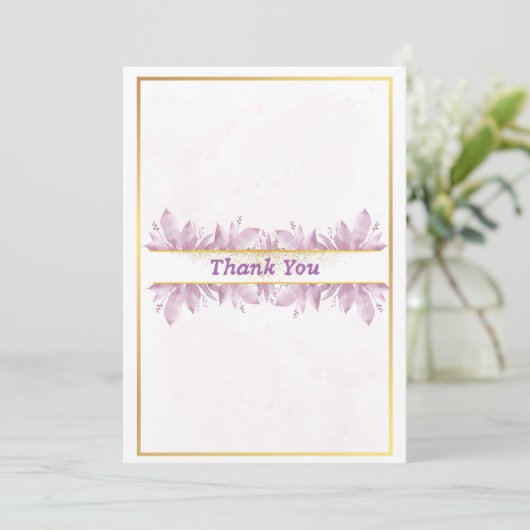 Rustiek Roze Waterverf bruiloft Dank u kaart (Staand voorkant)