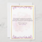 Rustiek Roze Waterverf bruiloft Dank u kaart (Achterkant)