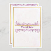 Rustiek Roze Waterverf bruiloft Dank u kaart (Voorkant / Achterkant)