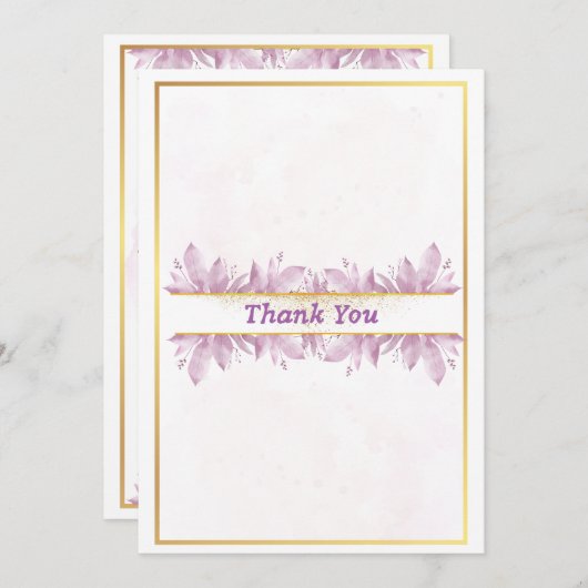Rustiek Roze Waterverf bruiloft Dank u kaart (Voorkant / Achterkant)
