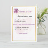 Rustiek Roze Waterverf Elegante bruiloft RSVP-kaar (Staand voorkant)