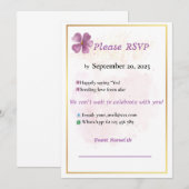 Rustiek Roze Waterverf Elegante bruiloft RSVP-kaar (Voorkant / Achterkant)