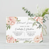 Rustiek Roze Waterverf Pioen Repetitie Diner Kaart (Staand voorkant)