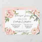 Rustiek Roze Waterverf Pioen Repetitie Diner Kaart (Voorkant / Achterkant)