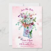 Rustiek Roze Waterverf Wildflower Save the Date (Voorkant)
