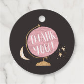 Rustiek Roze Wereldbol Avontuur Thema Baby shower Bedankjes Labels (Voorkant)