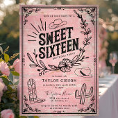 Rustiek Roze Westerne Bloemen Sweet Sixteen Foto Kaart