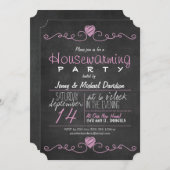 Rustiek Roze & Wit Krijtbord Housewarming Party Kaart (Voorkant / Achterkant)