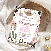 Rustiek roze zadel omhoog 3e Rodeo 3e verjaardag Kaart