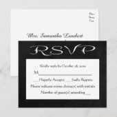 Rustiek RSVP zwart-wit schoolbord (geen maaltijd) Uitnodiging Briefkaart (Voorkant / Achterkant)