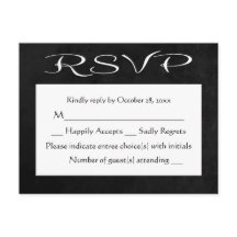 Rustiek RSVP zwart-wit schoolbord (geen maaltijd)