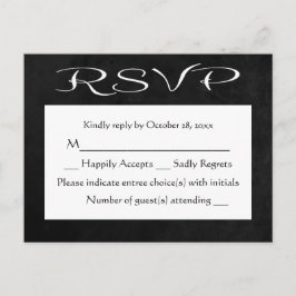 Rustiek RSVP zwart-wit schoolbord (geen maaltijd) Uitnodiging Briefkaart