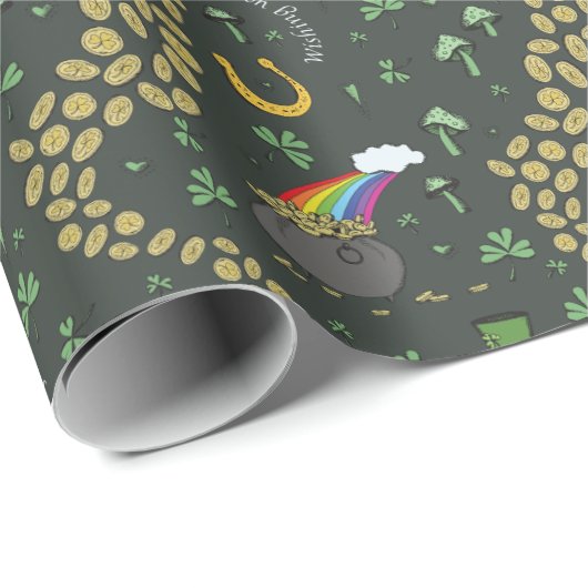 Rustiek S Patroon Groen Iers Shamrocks St Patricks Cadeaupapier (Rol Hoek)