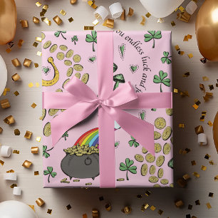 Rustiek S Patroon Roze Ierse Shamrocks St Patricks Cadeaupapier
