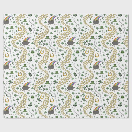Rustiek S Patroon Wit Iers Shamrocks St Patricks Cadeaupapier (Vlak)