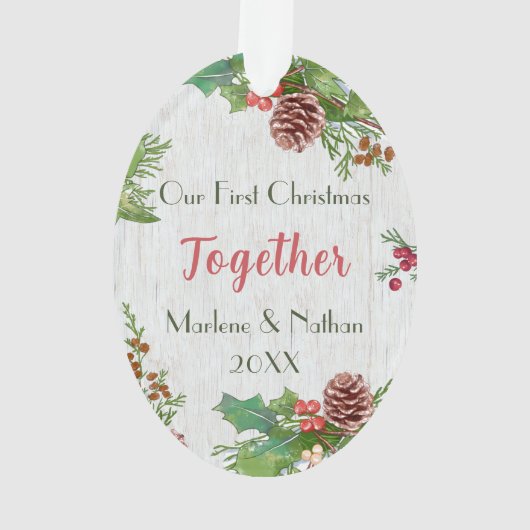 Rustiek Samen 2-zijdige Custom Photo Milestone Ornament (achterkant)