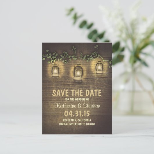 Rustiek save de datum briefkaarten (Staand voorkant)