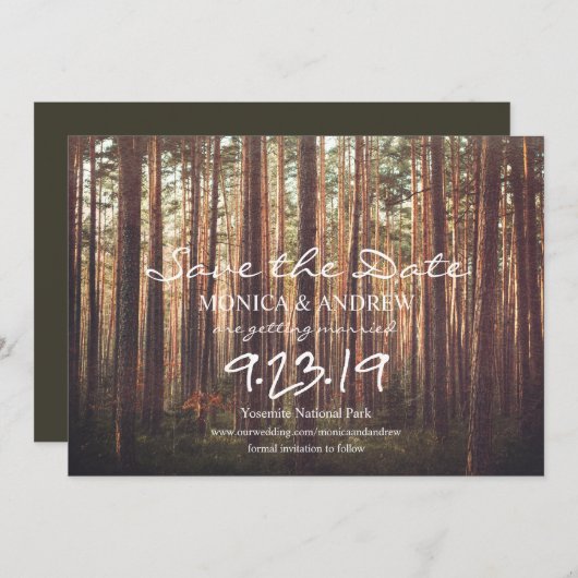 Rustiek Save the Date Bos Tree uitnodiging (Voorkant / Achterkant)
