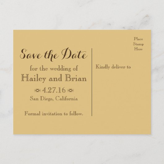 Rustiek Save the Date Briefkaart met Zonnebloemen (Achterkant)