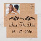 Rustiek Save The Date Bruin Trouwfoto Briefkaart (Voorkant / Achterkant)